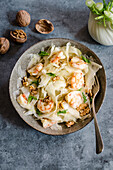 Fennel, prawn and walnut salad