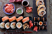 Four kinds of rolled sushi