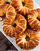 Apple doughnut rings made from puff pastry