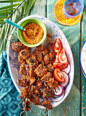 Nigerian grilled lamb suya with peanut mix