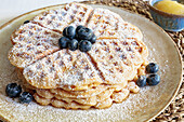 Vegan waffles with banana and apple sauce