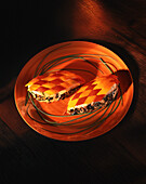 Poultry breast fillets with mushroom filling, foie gras and paprika