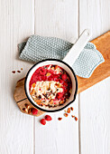 Almond porridge with raspberries