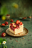 Strawberry sheet cake with crumble