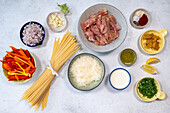 Ingredients for cowboy butter chicken pasta