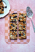 Cream cheese sheet cake with blueberries and almonds