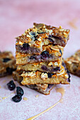 Cream cheese sheet cake with blueberries and almonds