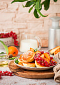 Sweet quark cakes with summer fruit