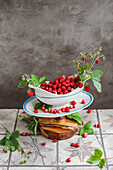 Porcelain bowl with wild strawberries