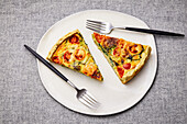 Asparagus quiche with cherry tomatoes