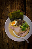 Tonkotsu ramen with nori and egg
