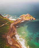 Luftaufnahme von San Juan de Gaztelugatxe, Baskenland, Spanien.
