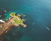 Luftaufnahme von San Juan de Gaztelugatxe, Baskenland, Spanien.