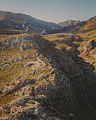 Aerial view of the famous road Sa Calobra, Mallorca Island, Baleares, Spain.