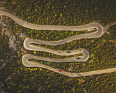 Aerial view of the famous Passo dello Stelvio, Italy.