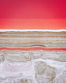 Aerial view of pink salt marshes, Salin de Giraud, Provence, France.