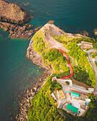 Aerial shot of the famous Motonosumi Inari Shrine, Nagato, Yamaguchi Prefecture, Japan.