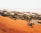Saint-Brevin, France - 10 February 2021: Aerial view of the Serpent d'Ocean by the Chinese artist Huang Yong Ping.