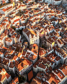 Aerial view of Alfama district from above, the old town of Lisbon, Portugal.
