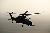 Herat, Afghanistan - 07 June 2014: Aerial view of an A129 'MANGUSTA' helicopter of the Italian Army with anti-tank functions during training in Afghanistan.