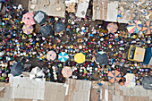 Waterloo, Sierra Leone - 22 February 2020: Aerial view of people at a community market