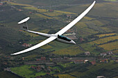 Rome, Italy - 15 November 2005: Aerial view of a Nimbus 4 DM glider from the Italian Air Force's Gliding Centre in Guidonia, Rome, Lazio, Italy.