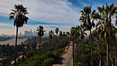 Aerial view of Los Angeles skyline, California, United States.