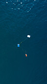 Aerial view of buoys in the mediterranean sea