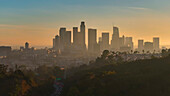 Aerial view of Los Angeles skyline, California, United States.