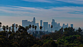 Aerial view of Los Angeles skyline, California, United States.