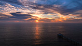 Aerial view of Manhattan Beach Pier, Los Angeles, California, United States.