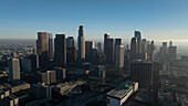 Aerial view of Los Angeles skyline, California, United States.