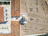 Aerial view of Agios Nikolaos church in Spetses, Greece.