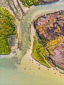 Aerial view of Velddrift wetland colourful abstract, Western Cape, South Africa