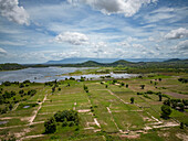 Aerial view of the secret lake, Kampot province, Cambodia.