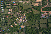Aerial view of countryside, Kep province, Cambodia.