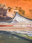 Aerial view of Walvis Bay salt pan abstract landscape, Erongo Region, Namibia.