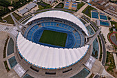 Phnom Penh, Cambodia - 14 August 2022: Aerial view of the Morodok Techo National Stadium, Phnom Penh, Cambodia.