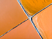 Aerial view of Velddrift salt pan orange abstract, Western Cape, South Africa
