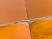 Aerial view of Velddrift salt pan orange abstract, Western Cape, South Africa