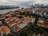 Aerial view over the old french quarter, Phnom Penh, Cambodia.