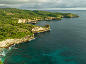 Aerial view of Cliffs next to Angel Falls, Nusa Penida, Indonesia.