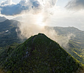Aerial view of Black River Peak, Riviere Noire, Mauritius.
