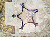 TEL-AVIV, ISRAEL - FEBRUARY 1 2017: Aerial view of people drawing a star with their bodies on Caesarea ruins in Tel-Aviv, Israel.