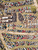 Aerial view of a junkyard in Idaho, USA.