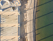 Aerial view of beachfront activity area in Punta Arenas, Chile