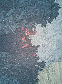 Abstract aerial view of magma from Erta Ale Volcano in Ethiopia.