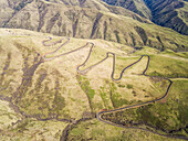 Aerial view of the Old HWY 95 road in White Bird Idaho, USA.