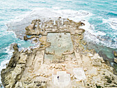 TEL-AVIV, ISRAEL - February 1 2017 : Aerial selfie in Caesarea ruins in Mediterranean sea, Tel-Aviv, Israel.