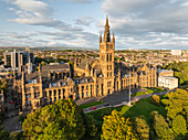 Aerial view of Kelvingrove Art Museum, Glasgow, Scotland.